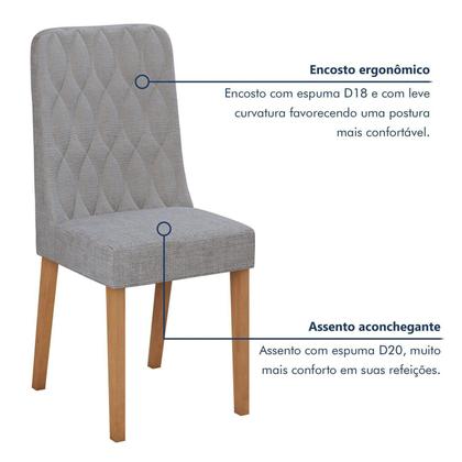 Imagem de Conjunto Sala de Jantar 6 Lugares Retangular Tampo Vidro/MDF Mesa Apogeu com Cadeiras Luar