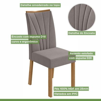 Imagem de Conjunto Sala de Jantar 6 Lugares Retangular Tampo Vidro/MDF Mesa Astrid com Cadeiras Apogeu