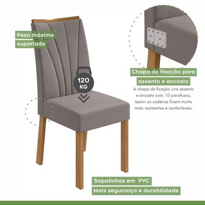 Imagem de Conjunto Sala de Jantar 6 Lugares Retangular Tampo Vidro/MDF Mesa Astrid com Cadeiras Apogeu