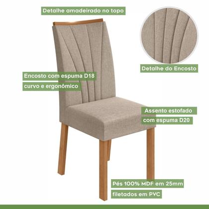 Imagem de Conjunto Sala de Jantar 6 Lugares Retangular Tampo Vidro/MDF Mesa Astrid com Cadeiras Apogeu