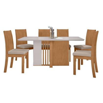Imagem de Conjunto Sala de Jantar 6 Lugares Retangular Tampo Vidro/MDF Mesa Astrid com Cadeiras Athenas