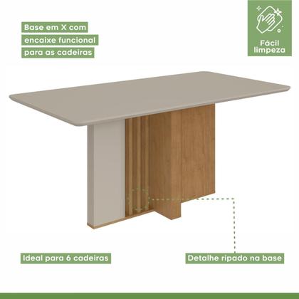 Imagem de Conjunto Sala de Jantar 6 Lugares Retangular Tampo Vidro/MDF Mesa Astrid com Cadeiras Athenas