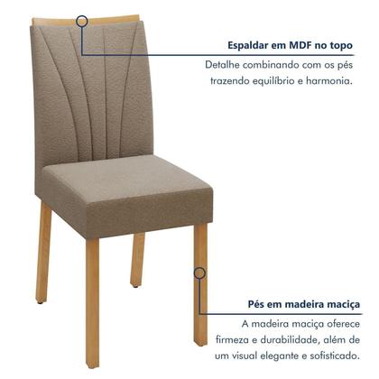 Imagem de Conjunto Sala de Jantar 6 Lugares Retangular Tampo Vidro/MDF Mesa Bold e Cadeiras Pés Madeira Jade