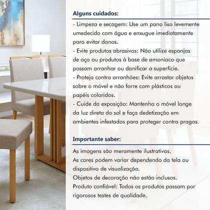 Imagem de Conjunto Sala de Jantar 6 Lugares Retangular Tampo Vidro/MDF Mesa Bold e Cadeiras Pés Madeira Lunen