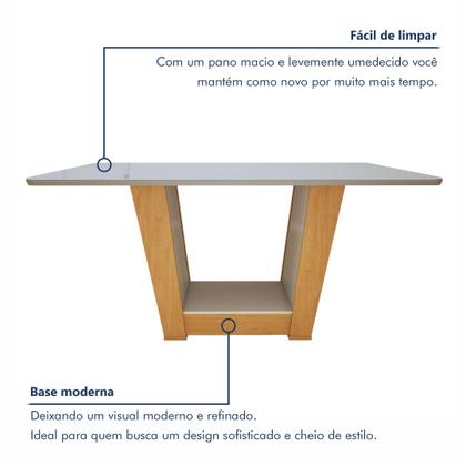 Imagem de Conjunto Sala de Jantar 6 Lugares Retangular Tampo Vidro/MDF Mesa e Cadeiras Apogeu