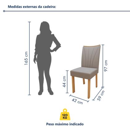 Imagem de Conjunto Sala de Jantar 6 Lugares Retangular Tampo Vidro/MDF Mesa e Cadeiras Apogeu