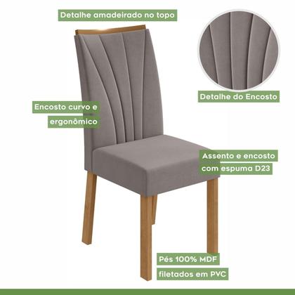 Imagem de Conjunto Sala de Jantar 6 Lugares Retangular Tampo Vidro/MDF Mesa e Cadeiras Apogeu