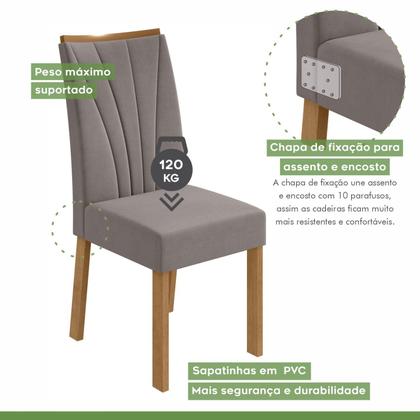 Imagem de Conjunto Sala de Jantar 6 Lugares Retangular Tampo Vidro/MDF Mesa e Cadeiras Apogeu