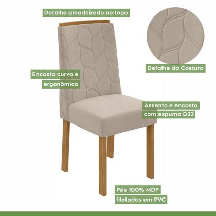 Imagem de Conjunto Sala de Jantar 6 Lugares Retangular Tampo Vidro/MDF Mesa e Cadeiras Astrid