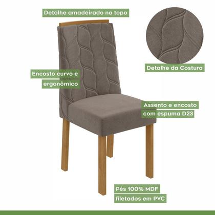 Imagem de Conjunto Sala de Jantar 6 Lugares Retangular Tampo Vidro/MDF Mesa e Cadeiras Astrid