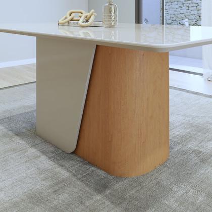 Imagem de Conjunto Sala de Jantar 6 Lugares Retangular Tampo Vidro/MDF Mesa Luar com Cadeiras Apogeu