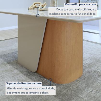 Imagem de Conjunto Sala de Jantar 6 Lugares Retangular Tampo Vidro/MDF Mesa Luar com Cadeiras Apogeu