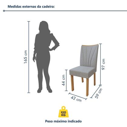 Imagem de Conjunto Sala de Jantar 6 Lugares Retangular Tampo Vidro/MDF Mesa Luar com Cadeiras Apogeu