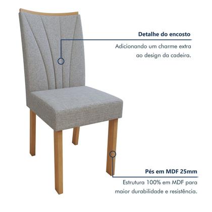 Imagem de Conjunto Sala de Jantar 6 Lugares Retangular Tampo Vidro/MDF Mesa Luar com Cadeiras Apogeu