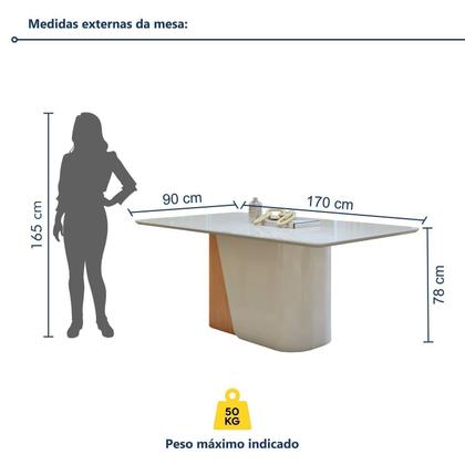 Imagem de Conjunto Sala de Jantar 6 Lugares Retangular Tampo Vidro/MDF Mesa Luar com Cadeiras Apogeu