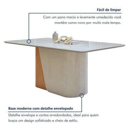 Imagem de Conjunto Sala de Jantar 6 Lugares Retangular Tampo Vidro/MDF Mesa Luar com Cadeiras Apogeu