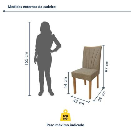 Imagem de Conjunto Sala de Jantar 6 Lugares Retangular Tampo Vidro/MDF Mesa Luar com Cadeiras Apogeu