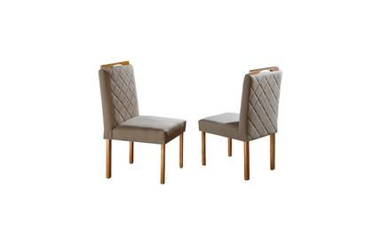 Imagem de Conjunto Sala de Jantar 6 Lugares Veneza Madeira Maciça Mesa e Cadeiras Linho Areia