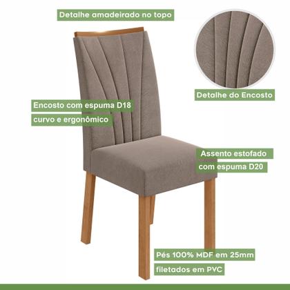 Imagem de Conjunto Sala de Jantar 8 Lugares Quadrada Tampo Vidro/MDF Mesa Nevada com Cadeiras Apogeu