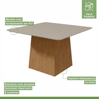 Imagem de Conjunto Sala de Jantar 8 Lugares Quadrada Tampo Vidro/MDF Mesa Nevada e Cadeiras Vênus