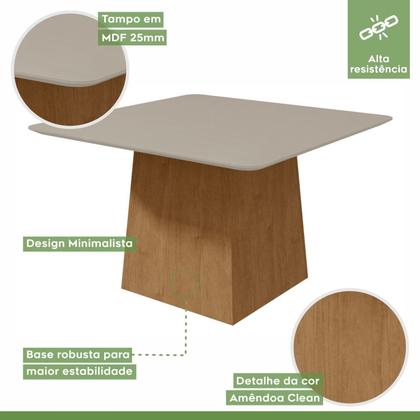 Imagem de Conjunto Sala de Jantar 8 Lugares Quadrada Tampo Vidro/MDF Mesa Nevada e Cadeiras Vênus