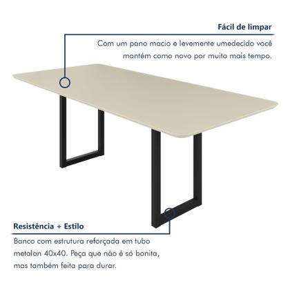 Imagem de Conjunto Sala de Jantar 8 Lugares Retangular 200x90cm Tampo MDF Mesa Itália com Cadeiras Madri