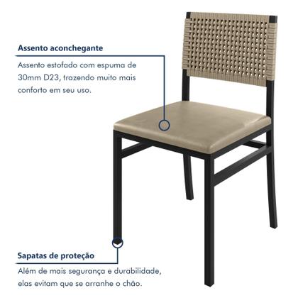Imagem de Conjunto Sala de Jantar 8 Lugares Retangular 200x90cm Tampo MDF Mesa Itália com Cadeiras Madri