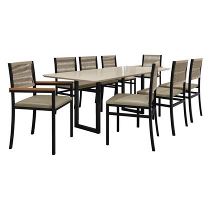 Imagem de Conjunto Sala de Jantar 8 Lugares Retangular Tampo de Vidro Mesa Itália com Cadeiras Barcelona