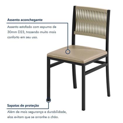 Imagem de Conjunto Sala de Jantar 8 Lugares Retangular Tampo de Vidro Mesa Itália com Cadeiras Barcelona