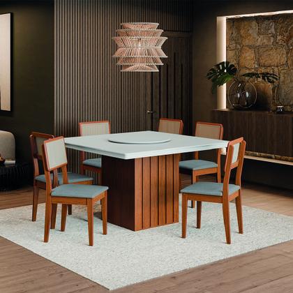 Imagem de Conjunto Sala de Jantar Amsterdã New Mesa com Tampo Giratório 6 Cadeiras Santiago Madeirado/Cinza