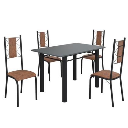 Imagem de Conjunto Sala de Jantar Bahia Mesa Tubo 120x75cm Tampo Madeira com 4 Cadeiras