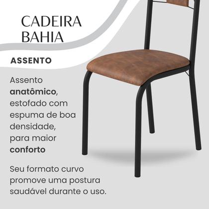 Imagem de Conjunto Sala de Jantar Bahia Mesa Tubo 120x75cm Tampo Madeira com 4 Cadeiras