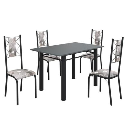 Imagem de Conjunto Sala de Jantar Bahia Mesa Tubo 120x75cm Tampo Madeira com 4 Cadeiras