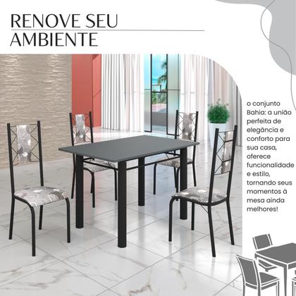 Imagem de Conjunto Sala de Jantar Bahia Mesa Tubo 120x75cm Tampo Madeira com 4 Cadeiras