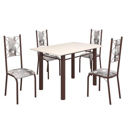 Imagem de Conjunto Sala de Jantar Bahia Mesa Tubo 120x75cm Tampo Madeira com 4 Cadeiras