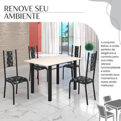 Imagem de Conjunto Sala de Jantar Bahia Mesa Tubo 120x75cm Tampo Madeira com 4 Cadeiras