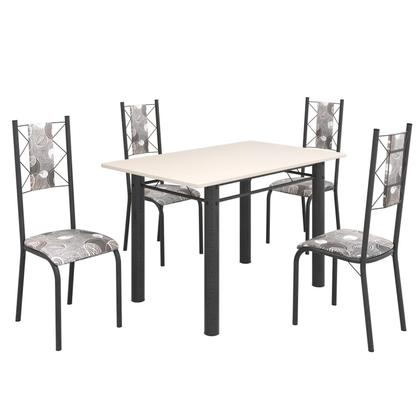 Imagem de Conjunto Sala de Jantar Bahia Mesa Tubo 120x75cm Tampo Madeira com 4 Cadeiras