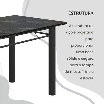 Imagem de Conjunto Sala de Jantar Bahia Mesa Tubo 120x75cm Tampo Pedra Ardósia Indiana com 4 Cadeiras