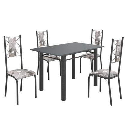 Imagem de Conjunto Sala de Jantar Bahia Mesa Tubo 120x75cm Tampo Pedra com 4 Cadeiras