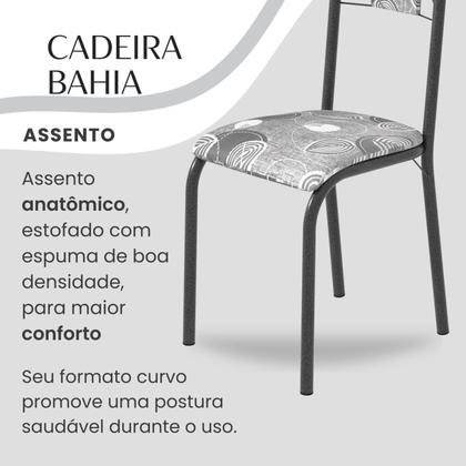 Imagem de Conjunto Sala de Jantar Bahia Mesa Tubo 120x75cm Tampo Pedra com 4 Cadeiras