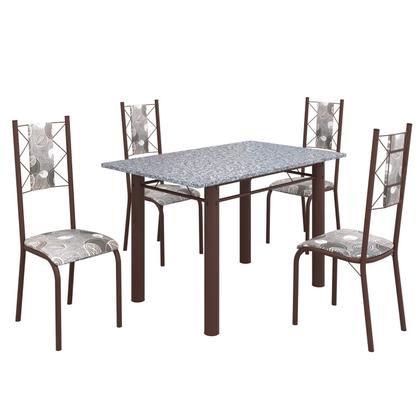 Imagem de Conjunto Sala de Jantar Bahia Mesa Tubo 120x75cm Tampo Pedra Granito Ocre com 4 Cadeiras