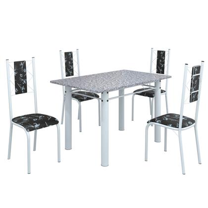 Imagem de Conjunto Sala de Jantar Bahia Mesa Tubo 120x75cm Tampo Pedra Granito Ocre com 4 Cadeiras