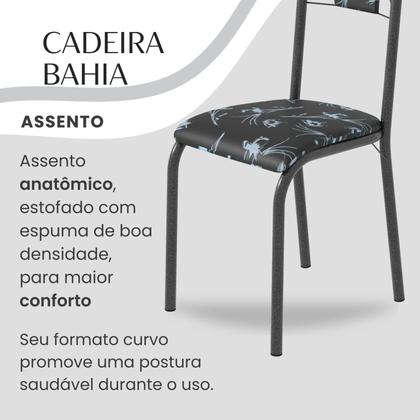 Imagem de Conjunto Sala de Jantar Bahia Mesa Tubo 120x75cm Tampo Pedra Granito Topázio com 4 Cadeiras