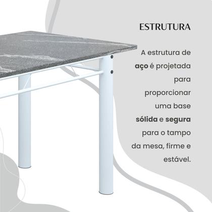 Imagem de Conjunto Sala de Jantar Bahia Mesa Tubo 120x75cm Tampo Pedra Granito Topázio com 4 Cadeiras
