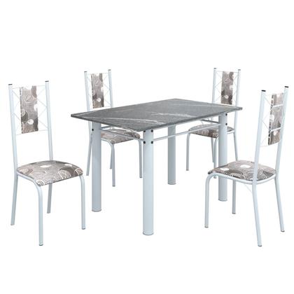 Imagem de Conjunto Sala de Jantar Bahia Mesa Tubo 120x75cm Tampo Pedra Granito Topázio com 4 Cadeiras