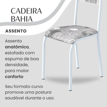 Imagem de Conjunto Sala de Jantar Bahia Mesa Tubo 120x75cm Tampo Pedra Granito Topázio com 4 Cadeiras