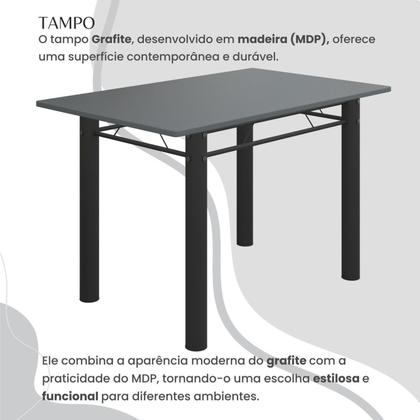 Imagem de Conjunto Sala de Jantar Bahia Mesa Tubo 140x75cm Tampo Madeira com 6 Cadeiras