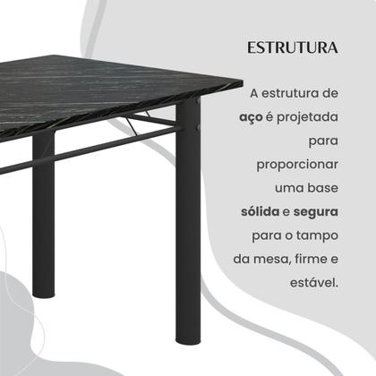 Imagem de Conjunto Sala de Jantar Bahia Mesa Tubo 140x75cm Tampo Madeira Indiano com 6 Cadeiras