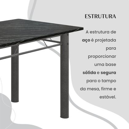 Imagem de Conjunto Sala de Jantar Bahia Mesa Tubo 140x75cm Tampo Madeira Indiano com 6 Cadeiras