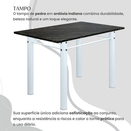 Imagem de Conjunto Sala de Jantar Bahia Mesa Tubo 140x75cm Tampo Pedra Ardósia Indiana com 6 Cadeiras